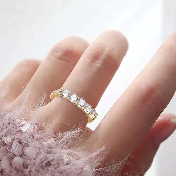 💍14K GOLD PRONG ROUND CUT MOISSANITE 5 STONE ENGAGEMENT RING, K750 - Picture 9 of 9